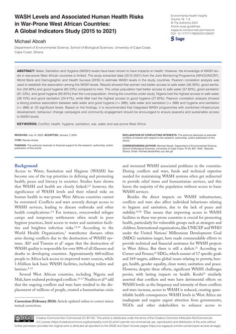 WASH Levels and Associated Human Health Risks in War.